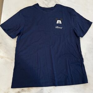 Disney Mickey Mouse Pocket T-Shirt XL Mens Blue Graphic Tee‎ Cartoon Character